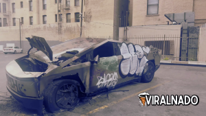 vandalzied tesla cyber truck